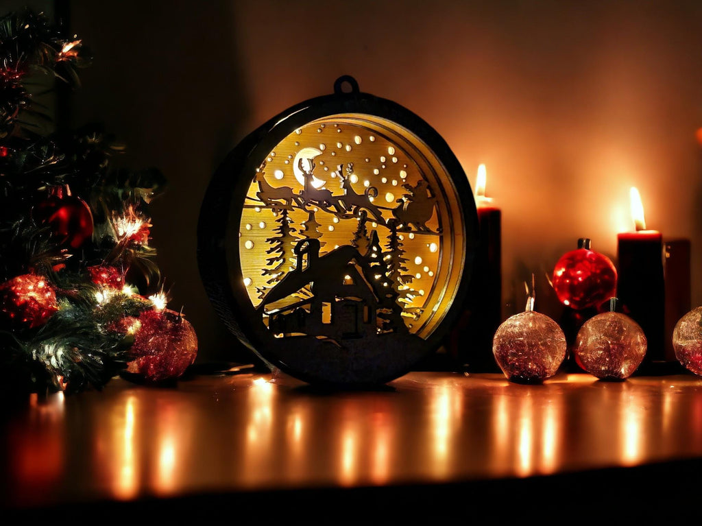 Stunning Illuminated large display bauble - Santa Claus - Night light - Christmas - Decoration - Plaque - Xmas - Gift - Present - LED Lamp