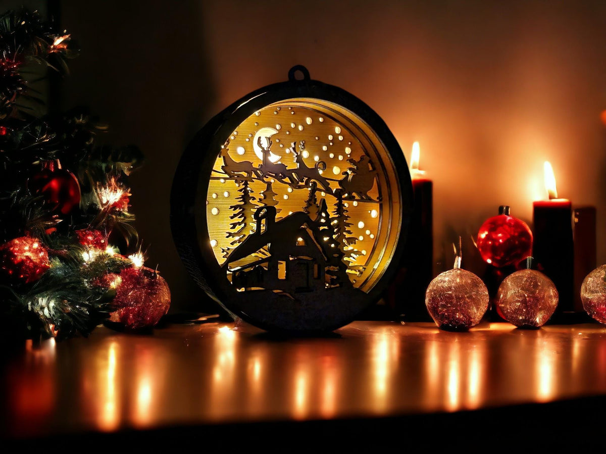 Stunning Illuminated large display bauble - Santa Claus - Night light - Christmas - Decoration - Plaque - Xmas - Gift - Present - LED Lamp