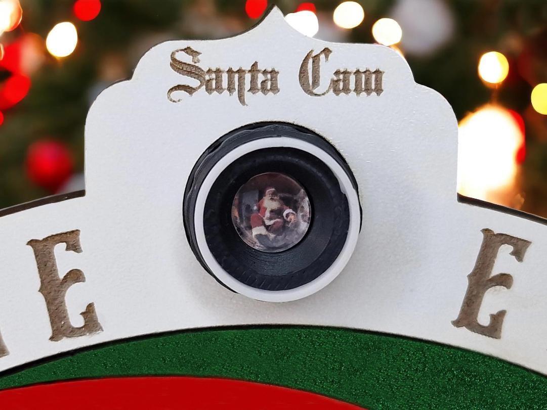 Personalised Santa Cam - Naughty - Elf - Surveillance - Sign - Christmas Decoration - Plaque - Xmas - Gift - Present - Countdown - Camera