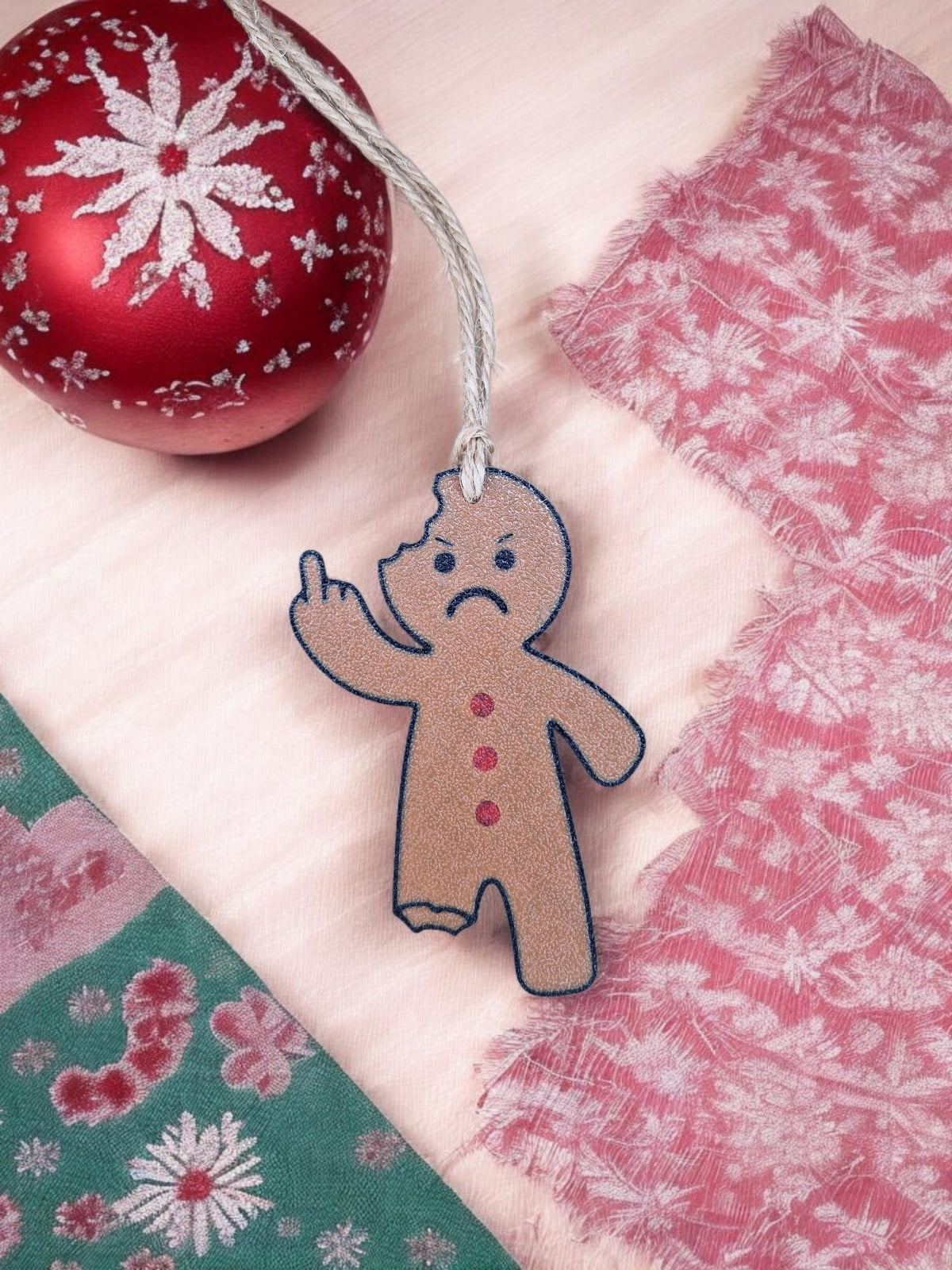 Angry Gingerbread Man - Woman - Naughty - Bauble - Xmas - Gift - Present - Countdown - Novelty - Fun - Joke - Decoration - Xmas - Secret