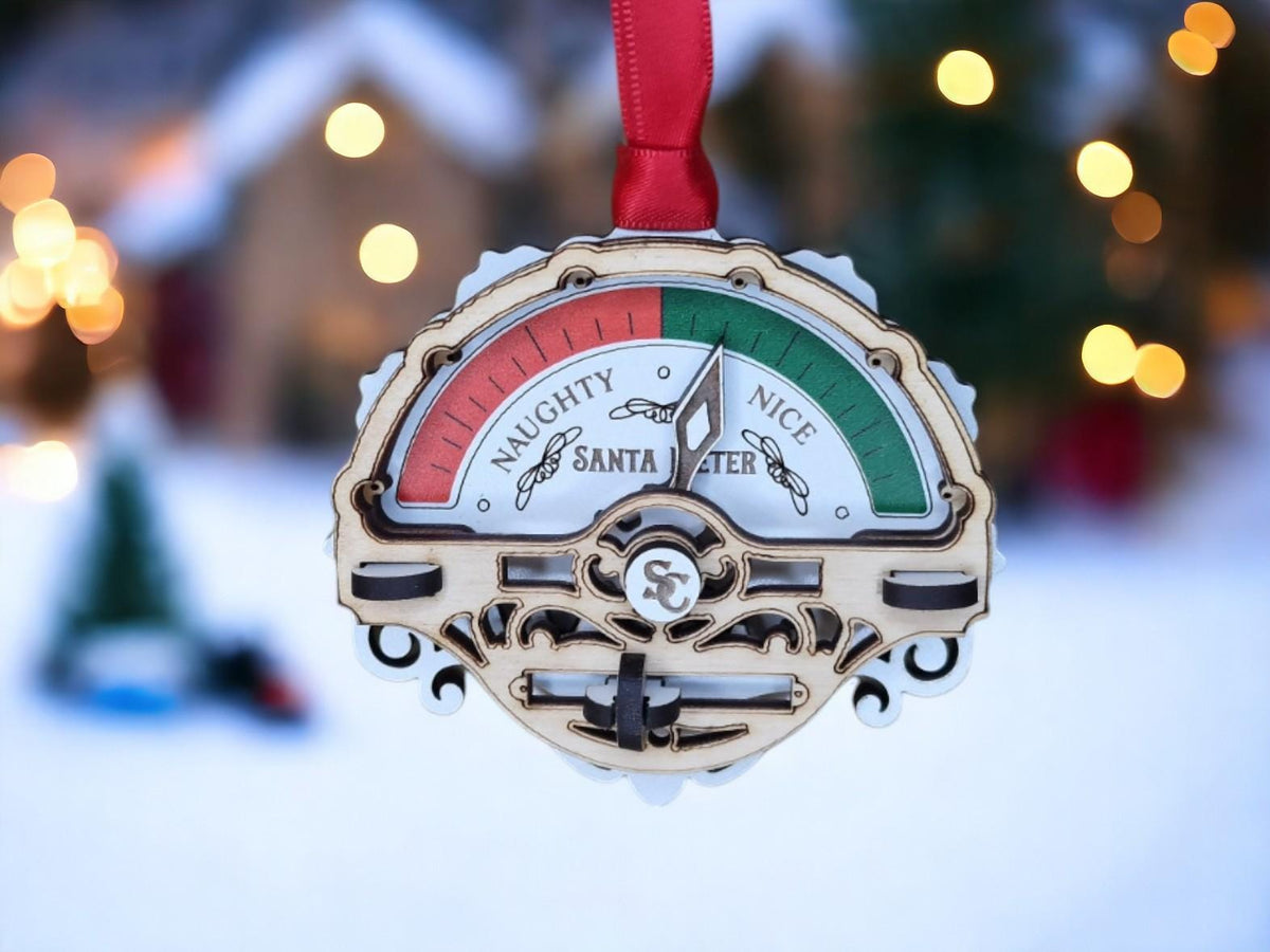 Santa Naughty or Nice meter - Naughty - Elf - Surveillance - Sign - Christmas Bauble - Plaque - Xmas - Gift - Present - Countdown - Camera