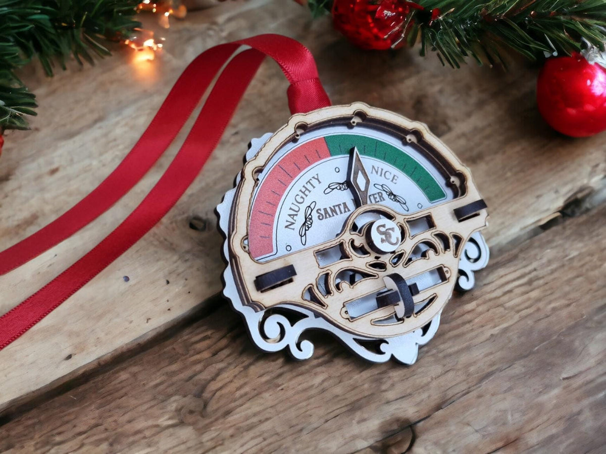 Santa Naughty or Nice meter - Naughty - Elf - Surveillance - Sign - Christmas Bauble - Plaque - Xmas - Gift - Present - Countdown - Camera