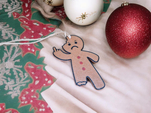 Angry Gingerbread Man - Woman - Naughty - Bauble - Xmas - Gift - Present - Countdown - Novelty - Fun - Joke - Decoration - Xmas - Secret