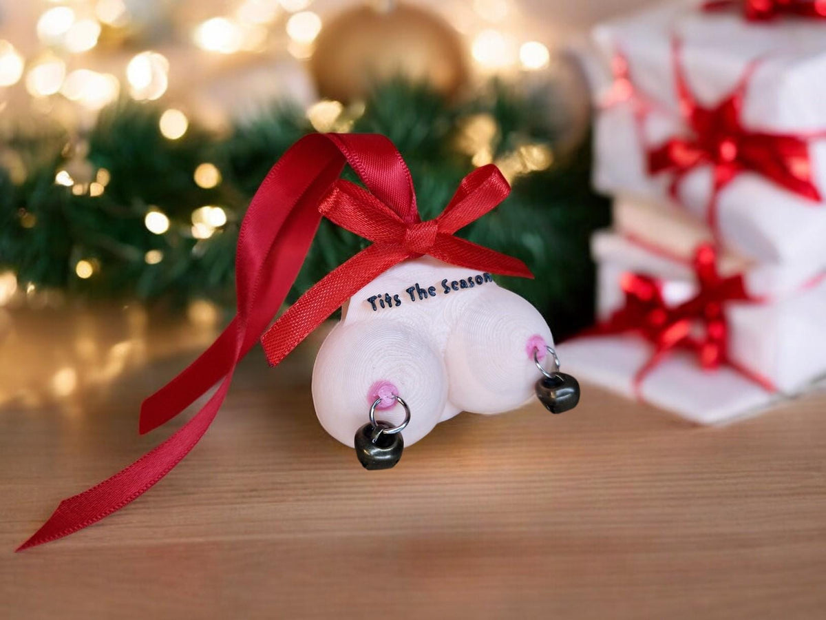 Novelty Tits the season adult Bauble - Christmas Tree Decoration - Boobs - Breast - Birthday - Gift - Present - Bespoke - Funny Prank Xmas