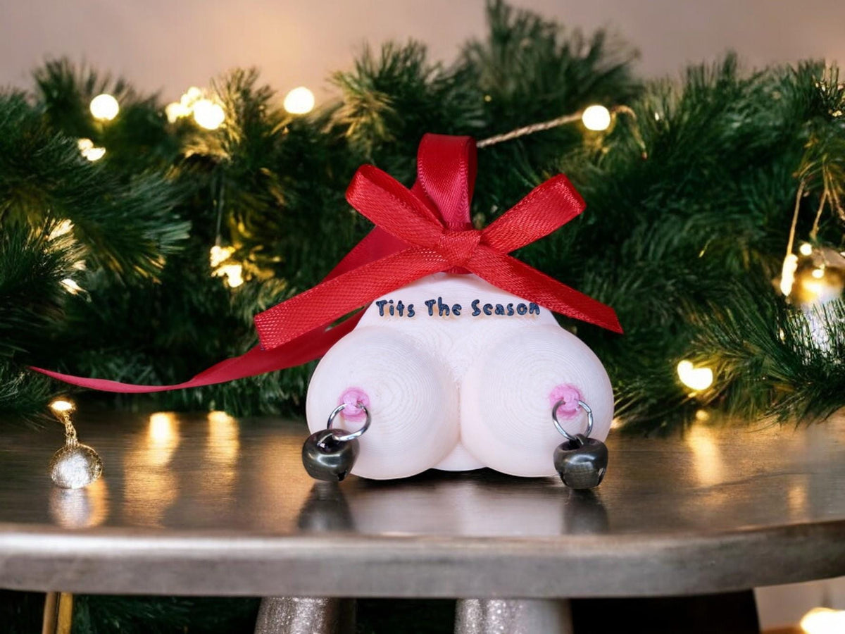 Novelty Tits the season adult Bauble - Christmas Tree Decoration - Boobs - Breast - Birthday - Gift - Present - Bespoke - Funny Prank Xmas