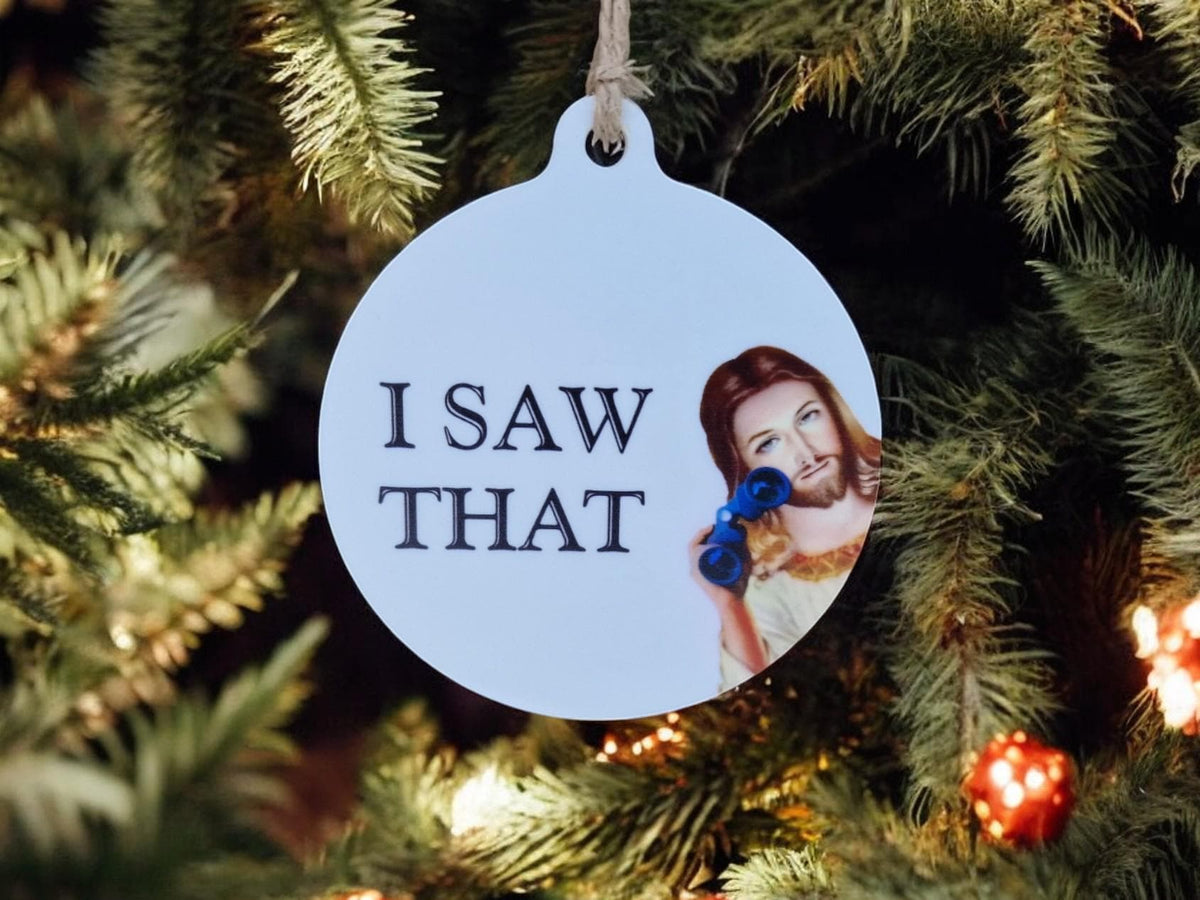 Funny Jesus Christmas bauble - Novelty decoration - Stocking filler - Secret Santa - Gift - Present - Unusual - For him Her - I saw that