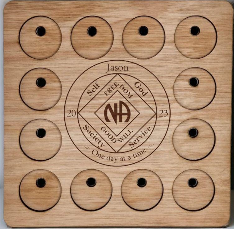Personalised Recovery Token Display - Chips - Narcotics Anonymous Recovery Chip Holder - AA display - Holder - Serenity prayer - NA