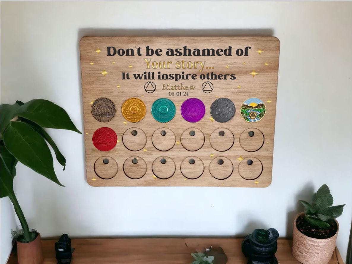 Personalised Serenity Prayer Recovery Token Display - Chips - Personalized Serenity Prayer Recovery Chip Holder - AA display - Holder