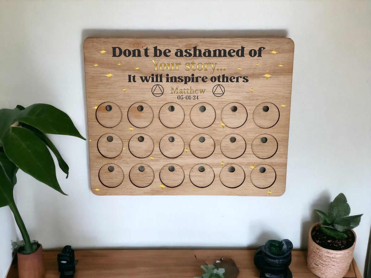 Personalised Serenity Prayer Recovery Token Display - Chips - Personalized Serenity Prayer Recovery Chip Holder - AA display - Holder