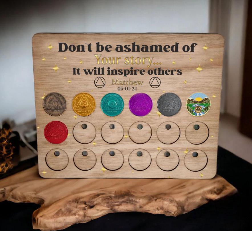 Personalised Serenity Prayer Recovery Token Display - Chips - Personalized Serenity Prayer Recovery Chip Holder - AA display - Holder