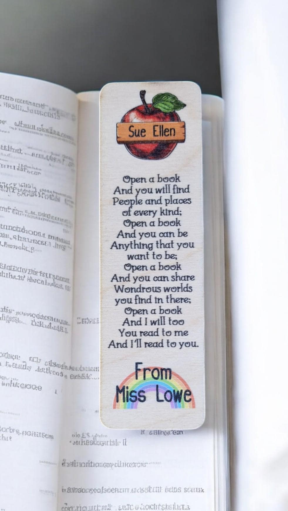 Personalised wooden bookmark - Student appreciation present - graduation - Teacher - teaching - thank you gift - end of term - Break up.