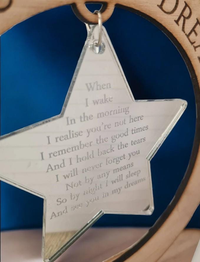 Beautiful Personalised memorial poem ornament, lovely item to remember a loved one. Perfect gift, present, for anniversary of death? memory