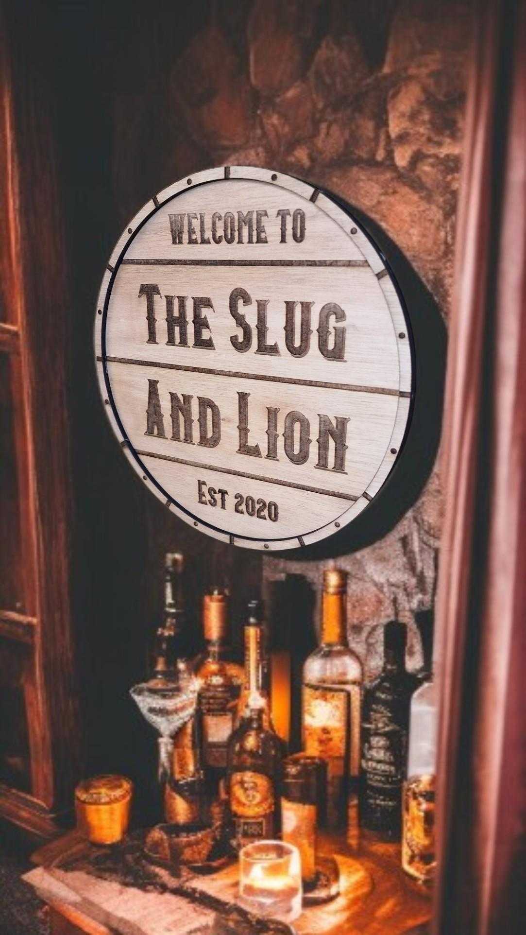 Personalised Barrel end Bar Sign - Gift - Decoration - Plaque - Mancave - Gift - Present - Garden - Workshop - Home Bar - Novelty - Wine