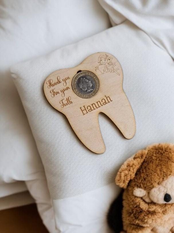 Personalised Tooth fairy - Childs lost tooth - 2 pound Coin - Tooth pouch - keepsake - great gift for baby shower - christening - birth day!