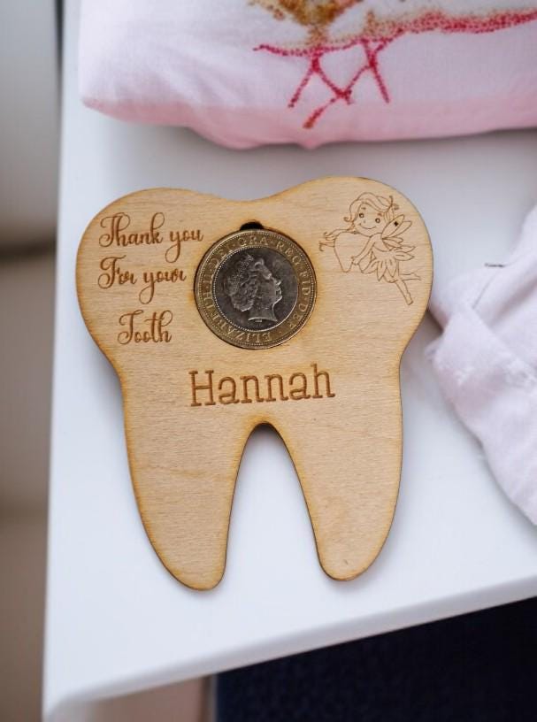 Personalised Tooth fairy - Childs lost tooth - 2 pound Coin - Tooth pouch - keepsake - great gift for baby shower - christening - birth day!
