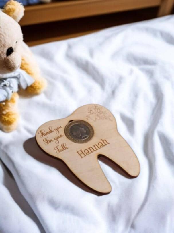 Personalised Tooth fairy - Childs lost tooth - 2 pound Coin - Tooth pouch - keepsake - great gift for baby shower - christening - birth day!