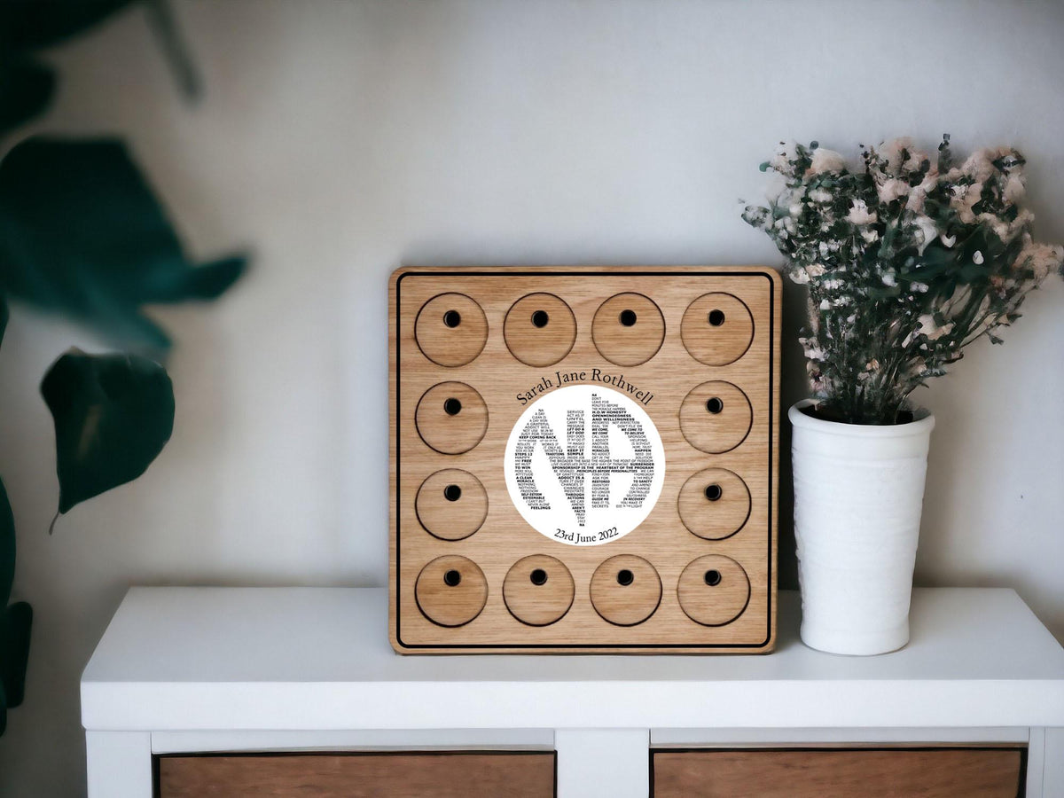 Personalised Recovery Token Display - Chips - Narcotics Anonymous Recovery Chip Holder - AA display - Holder - Serenity prayer - NA