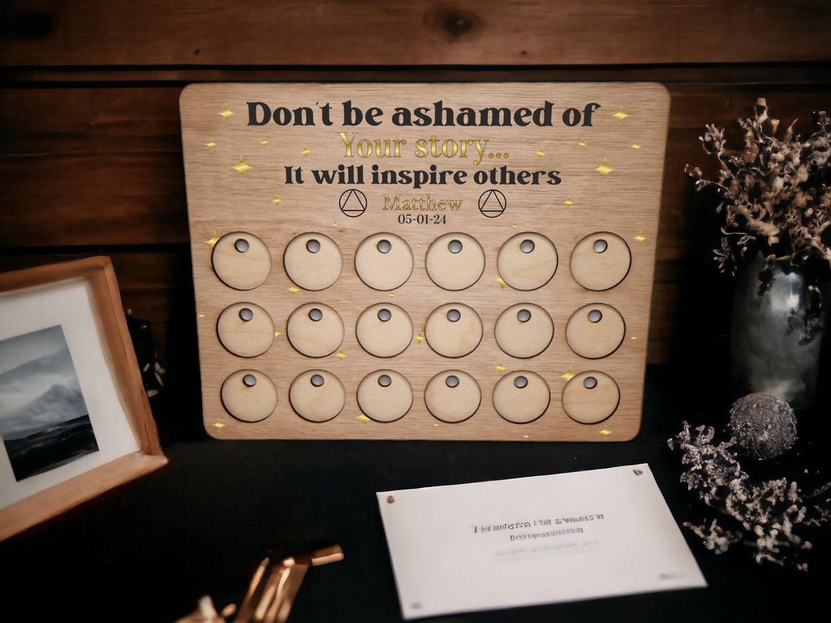 Personalised Serenity Prayer Recovery Token Display - Chips - Personalized Serenity Prayer Recovery Chip Holder - AA display - Holder