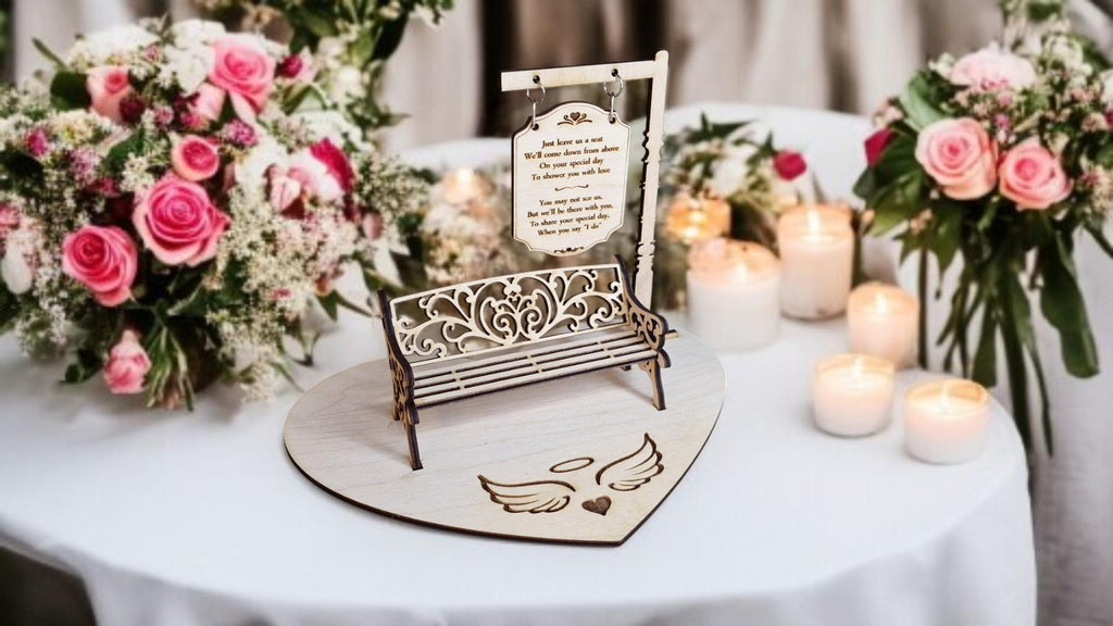 Personalised Wedding Memorial Centrepiece Candle Display - Bench - Save a seat - Wedding Decor - Bride - Groom - Keepsake - Remembrance