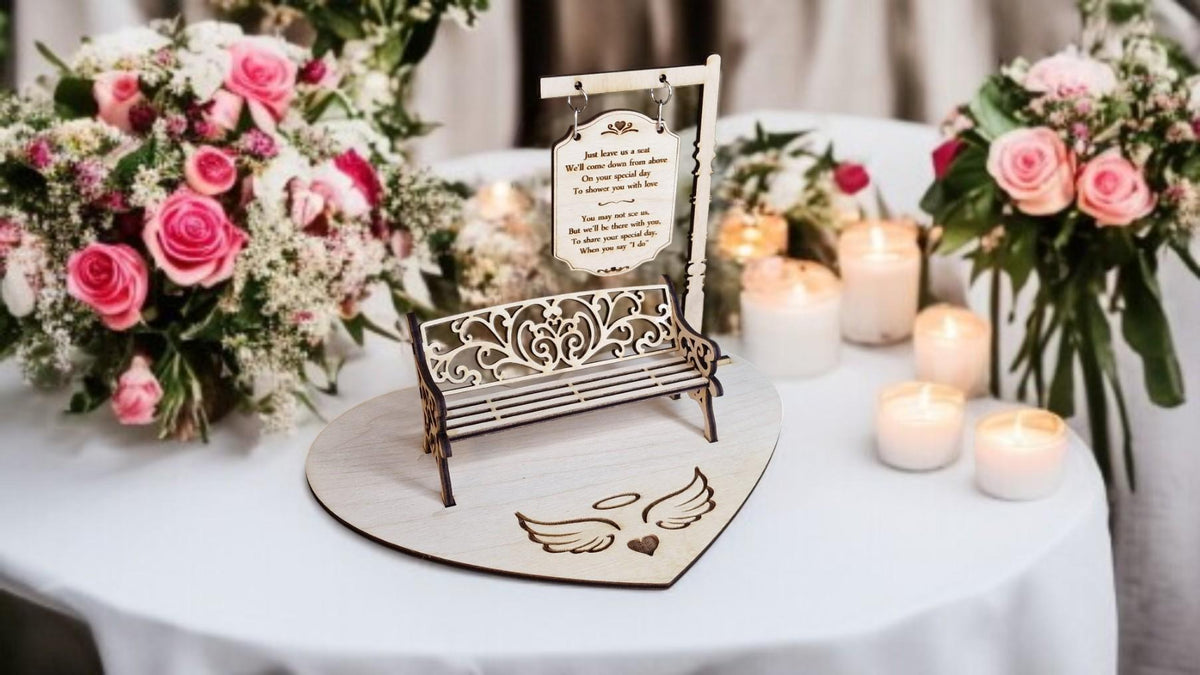 Personalised Wedding Memorial Centrepiece Candle Display - Bench - Save a seat - Wedding Decor - Bride - Groom - Keepsake - Remembrance