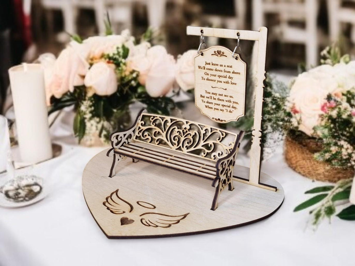 Personalised Wedding Memorial Centrepiece Candle Display - Bench - Save a seat - Wedding Decor - Bride - Groom - Keepsake - Remembrance