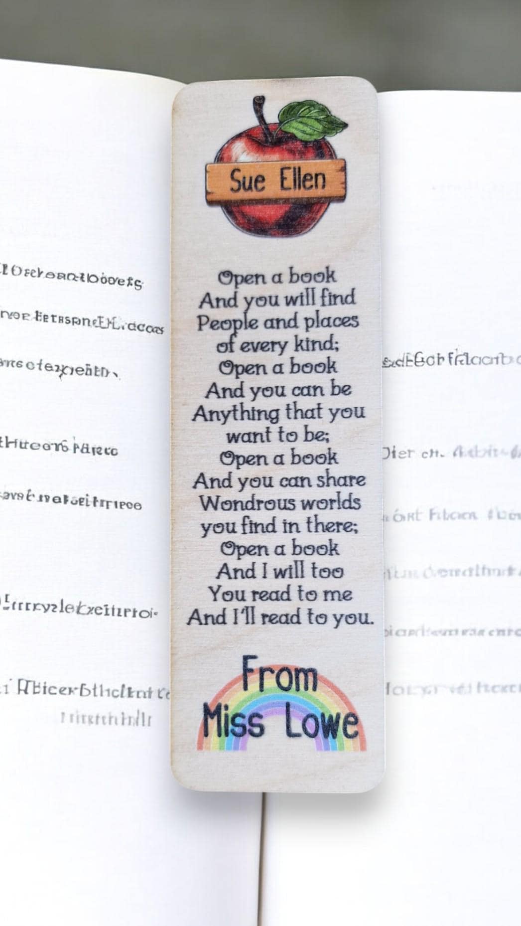 Personalised wooden bookmark - Student appreciation present - graduation - Teacher - teaching - thank you gift - end of term - Break up.