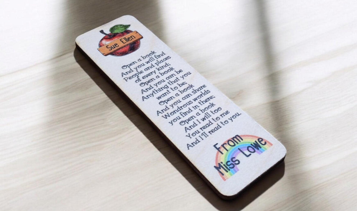 Personalised wooden bookmark - Student appreciation present - graduation - Teacher - teaching - thank you gift - end of term - Break up.