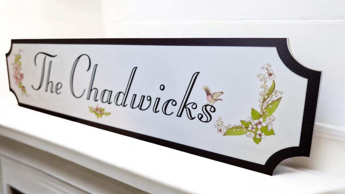 Personalised Family Floral Name Sign - gift - Decoration - Plaque - Street sign - Railway - New couple - Gift - Present - Marriage New home