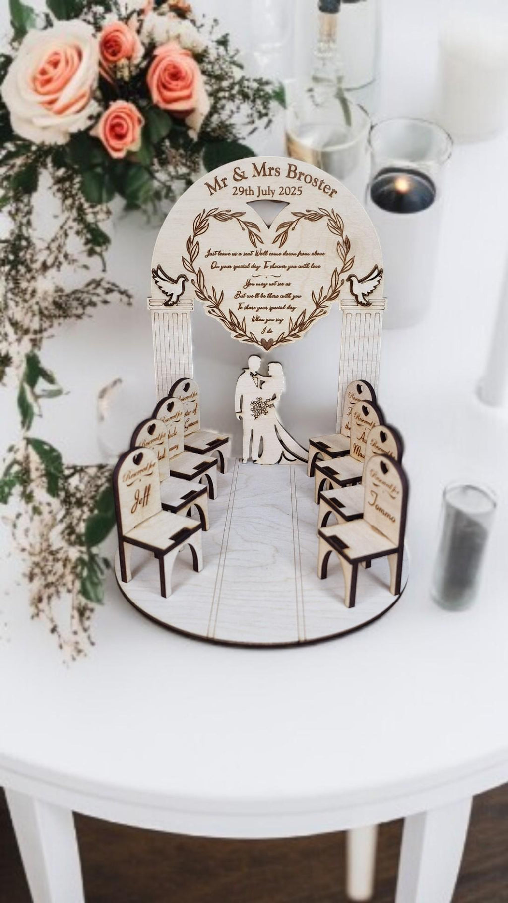 Personalised wedding memorial Display - Loved ones memory table - Centre piece - family - remember - heaven - Remembrance chairs - Keepsake