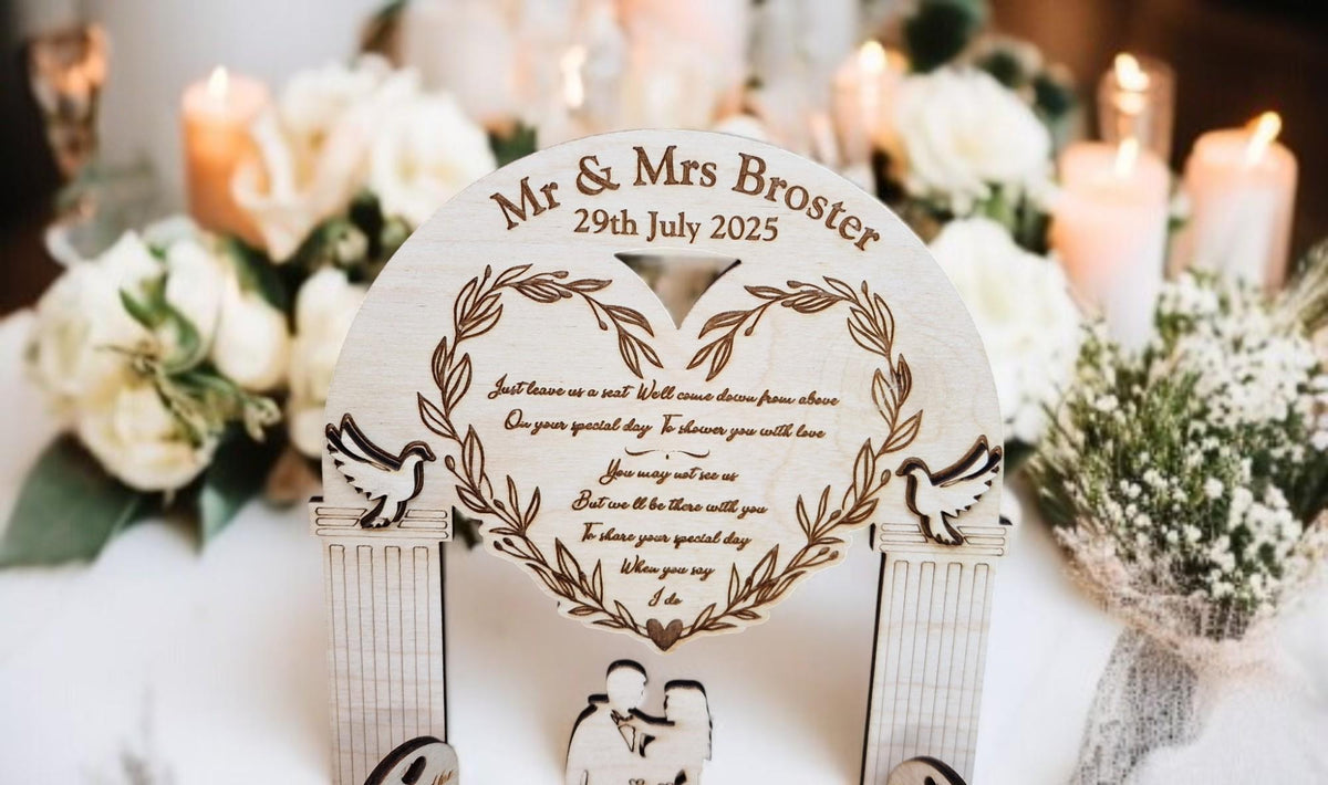 Personalised wedding memorial Display - Loved ones memory table - Centre piece - family - remember - heaven - Remembrance chairs - Keepsake