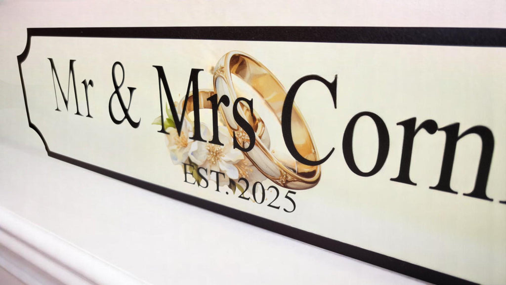 Personalised Mr & Mrs Wedding Name Sign - gift - Decoration - Plaque - Street sign - Railway - New couple - Gift - Present - Marriage