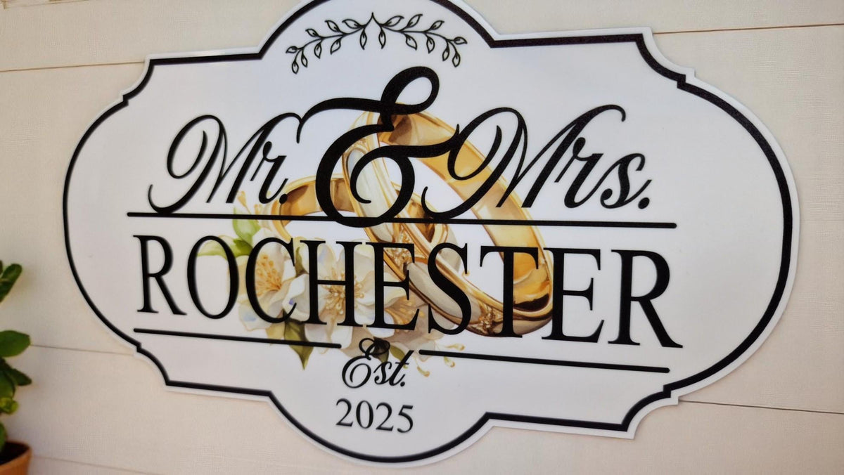Personalised Mr & Mrs Wedding Name Sign - gift - Decoration - Plaque - Street sign - Railway - New couple - Gift - Present - Marriage