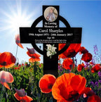 Personalised Cross memorial plaque - sign - grave marker - grave decoration - beautiful gift - remember a loved one - garden - memories