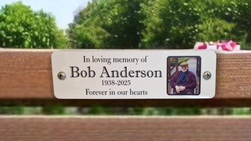 Personalised Memorial Bench Plaque - Anniversary - Garden - Tree - Commemoration - Urn - Casket - Grave marker - Indoor - Outdoor