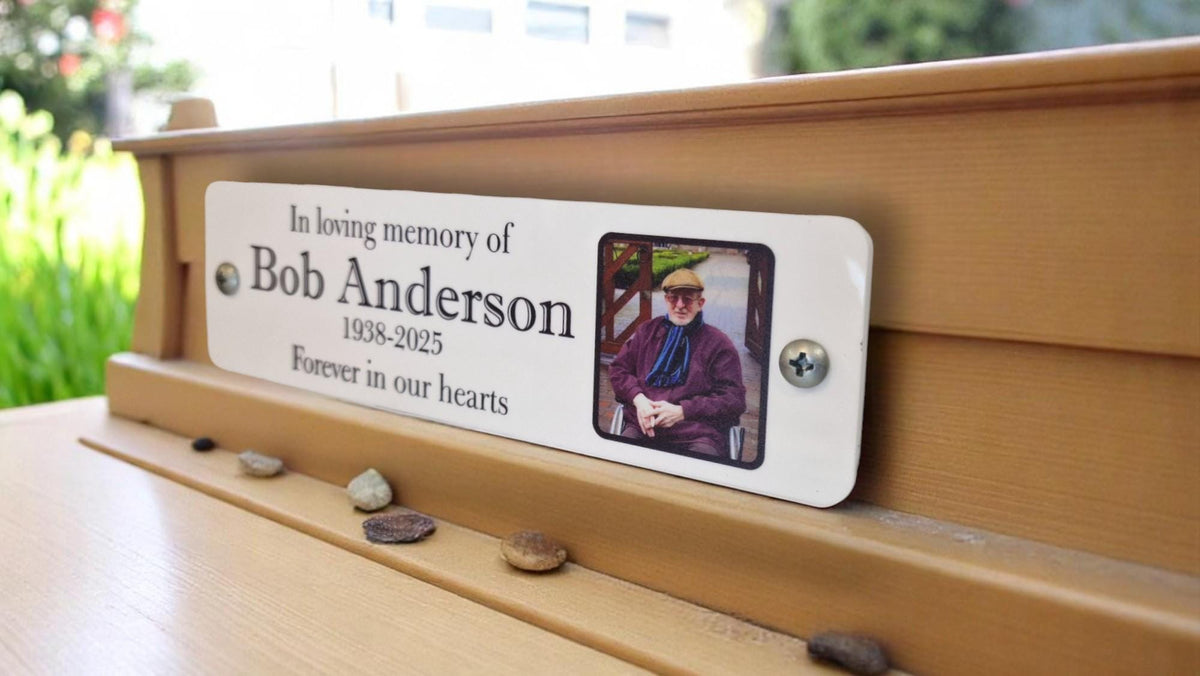 Personalised Memorial Bench Plaque - Anniversary - Garden - Tree - Commemoration - Urn - Casket - Grave marker - Indoor - Outdoor