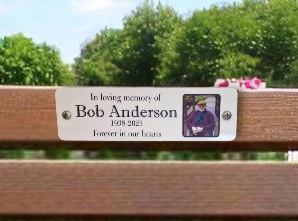 Personalised Memorial Bench Plaque - Anniversary - Garden - Tree - Commemoration - Urn - Casket - Grave marker - Indoor - Outdoor