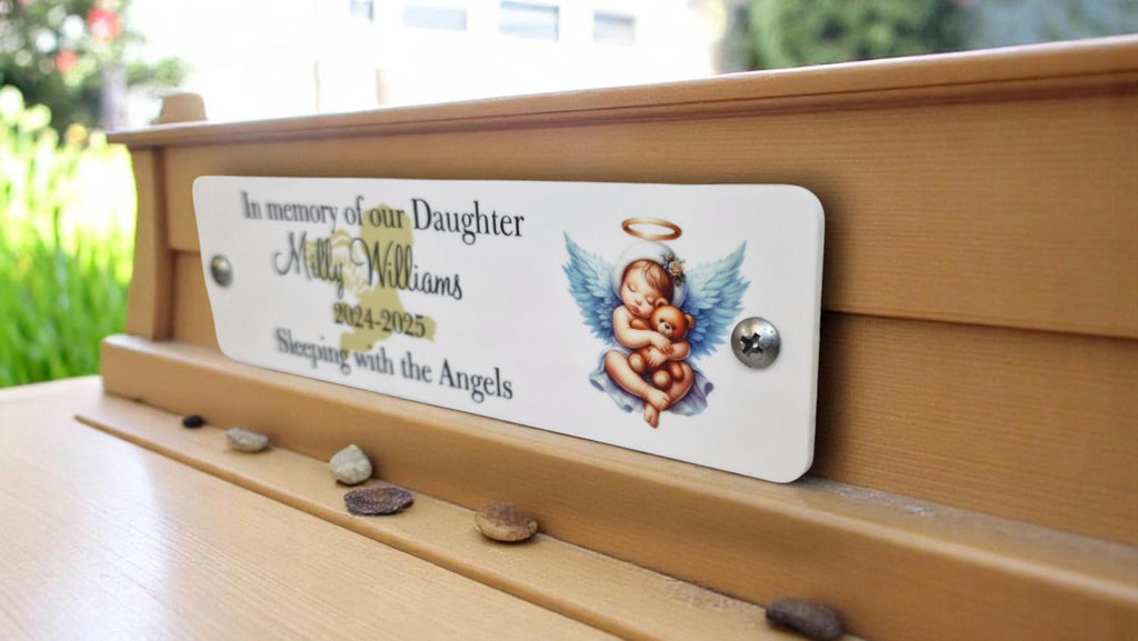 Personalised Baby Girl Memorial Bench Plaque - Anniversary - Garden - Tree - Commemoration - Urn - Casket - Grave marker - Indoor - Outdoor