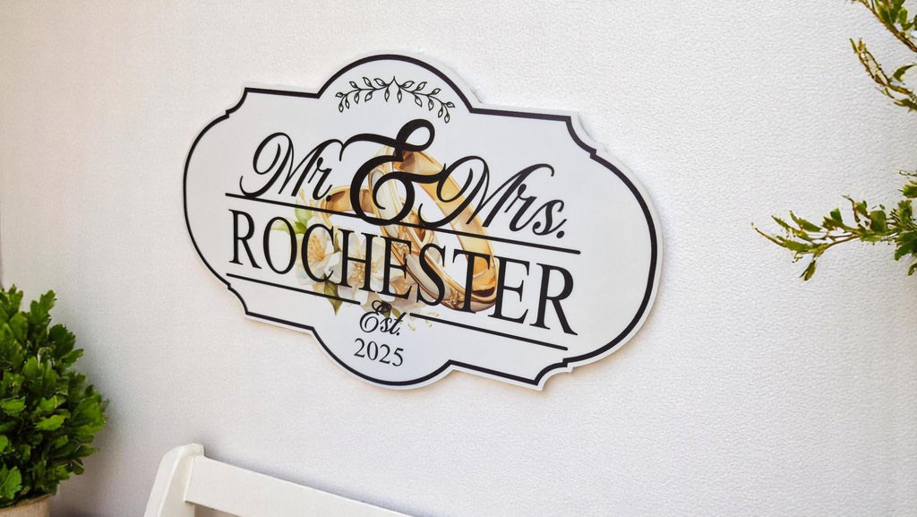 Personalised Mr & Mrs Wedding Name Sign - gift - Decoration - Plaque - Street sign - Railway - New couple - Gift - Present - Marriage