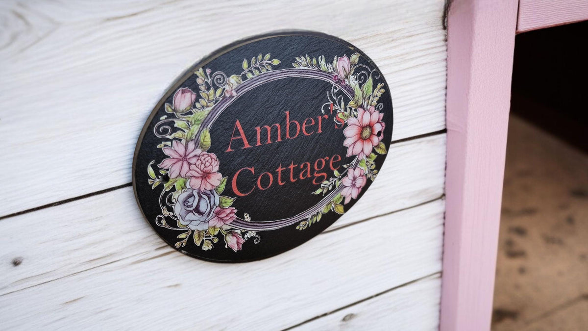 Personalised play house name - number plaque - Welsh slate - Indoor - Outdoor - Garden - Caravan - Wendy house - Display - Gift - Fairy