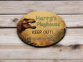 Personalised Dinosaur play house name - number plaque - Welsh slate - Indoor - Outdoor - Garden - Caravan - Wendy house - Display - Gift -