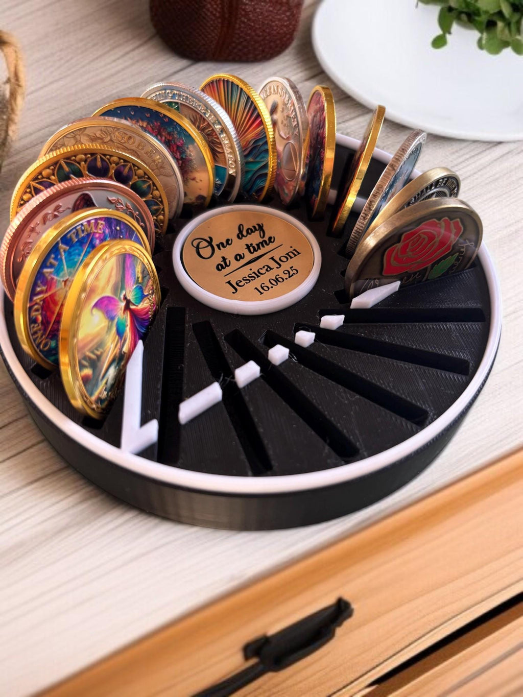Personalised Recovery Token Display - Chips - Personalized Serenity Prayer Recovery Chip Holder - AA display - Sobriety - Ornament - Coins