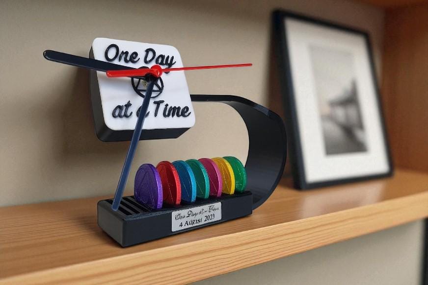 Personalised Recovery Token Display Clock - plaque - Chips - Recovery Chip Holder - AA display - Sobriety - Ornament - Coins - Serenity