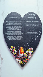 Personalised Robin Memorial grave marker - Large memorial slate - Memory - Indoor - Outdoor - Garden - Caravan - Grave side - Candle Display
