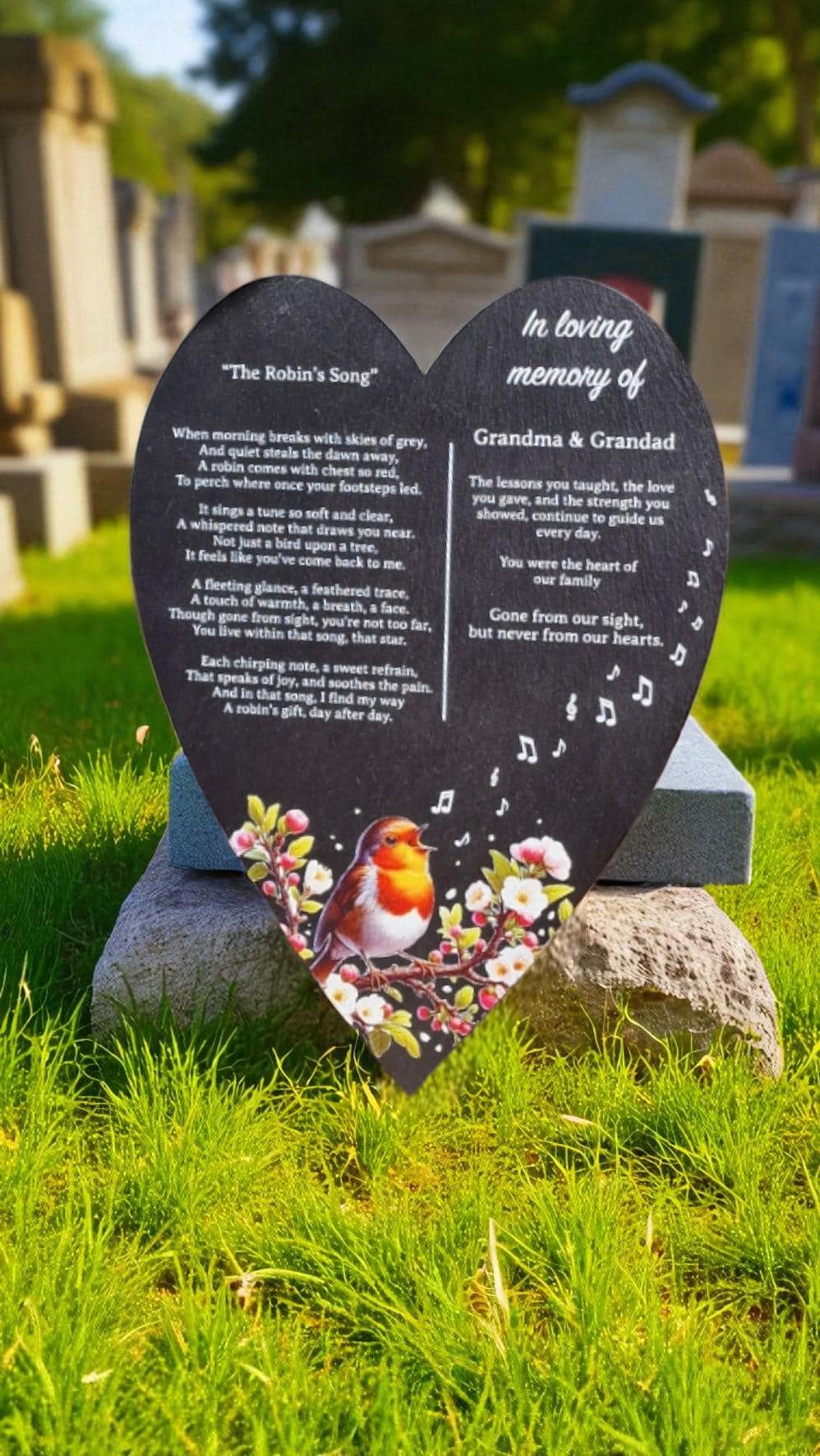 Personalised Robin Memorial grave marker - Large memorial slate - Memory - Indoor - Outdoor - Garden - Caravan - Grave side - Candle Display