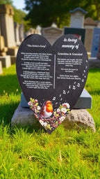 Personalised Robin Memorial grave marker - Large memorial slate - Memory - Indoor - Outdoor - Garden - Caravan - Grave side - Candle Display