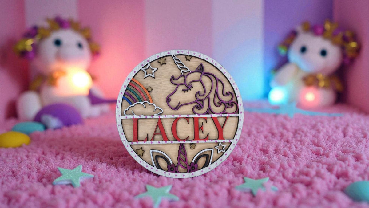Personalised unicorn bedroom name Plaque - Name Sign - Gift - Craft - Craft kit - Horse - Rainbow - Magical - Fairy - Princess - Playroom