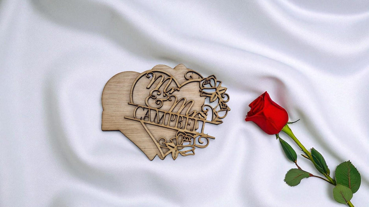 Personalised Mr & Mrs name Plaque - Name Sign - Gift - Craft - Wedding - Couple - Cake - Flowers - Dress - Rose - Bride - Groom