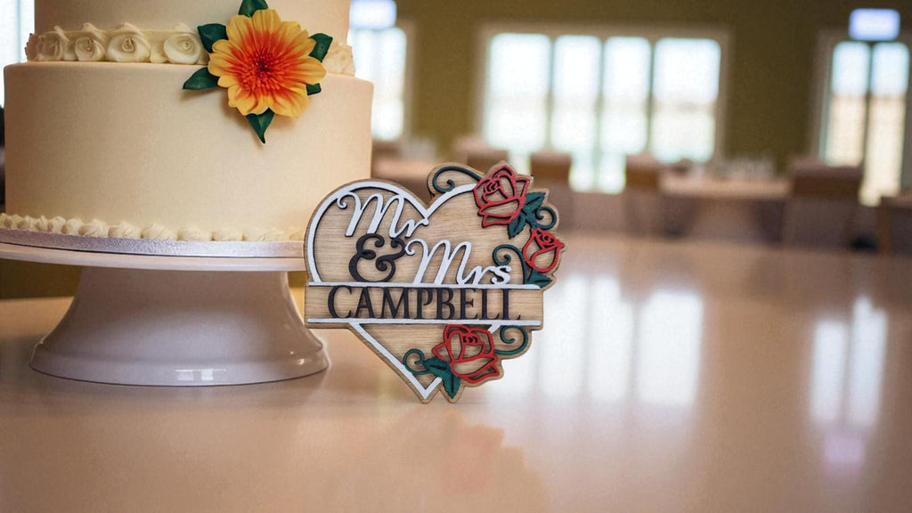 Personalised Mr & Mrs name Plaque - Name Sign - Gift - Craft - Wedding - Couple - Cake - Flowers - Dress - Rose - Bride - Groom