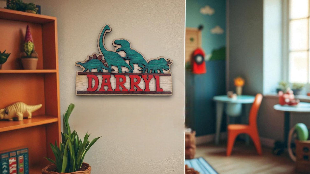 Personalised Dinosaur bedroom name Plaque - Name Sign - Gift - Craft kit - Dino - T-rex - Jurassic - Boys - Diplodocus - Playroom - Park