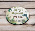 Personalised Dinosaur play house name - number plaque - Welsh slate - Indoor - Outdoor - Garden - Caravan - Wendy house - Display - Gift -